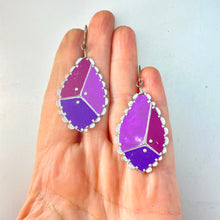 Load image into Gallery viewer, Scalloped Purples Patchwork Tin Earrings