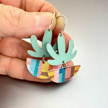 Load image into Gallery viewer, Mod Succulents Colorblock Pot Upcycled Tin Earrings