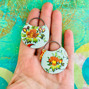Beautiful Blossom II Circles Upcycled Tin Earrings