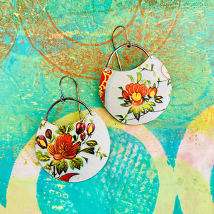 Beautiful Blossom II Circles Upcycled Tin Earrings