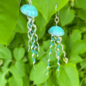 Verdigris Jellyfish Tin Earrings