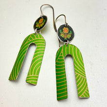 Load image into Gallery viewer, Tiny Sunflowers &amp; Horseshoe Tin Earrings