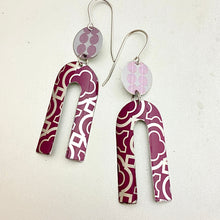 Load image into Gallery viewer, Purple Patterned Horseshoe Tin Earrings