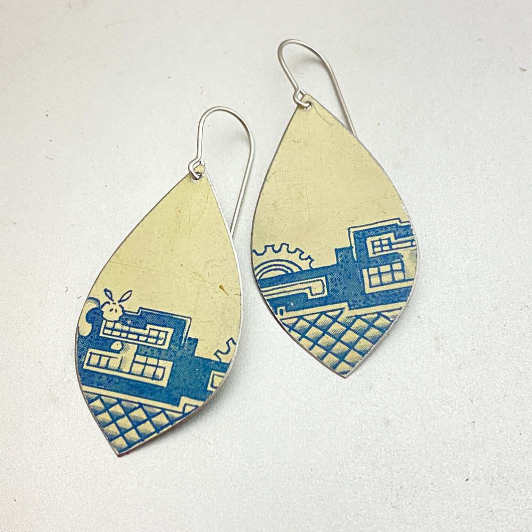 Delft Blue Pattern Teardrop Earrings