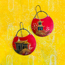 Load image into Gallery viewer, Dreamy Pagodas Circles Upcycled Tin Earrings