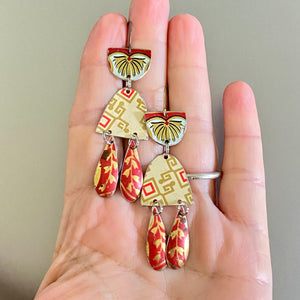Mixed Vintage Reds Tin Earrings