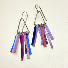 Load image into Gallery viewer, Mixed Purples Fringe-y Tin Earrings