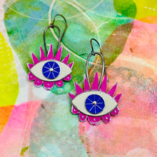 Load image into Gallery viewer, Hot Pink Fancy Eyes Tin Earrings