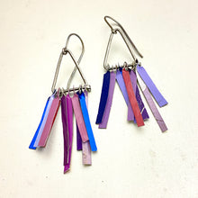 Load image into Gallery viewer, Mixed Purples Fringe-y Tin Earrings