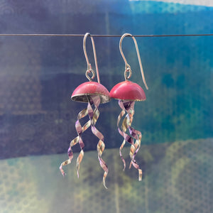 Pink & Stripe-y Purple Jellyfish Tin Earrings