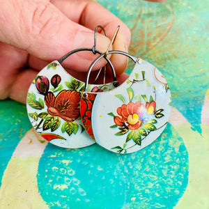 Beautiful Blossom II Circles Upcycled Tin Earrings