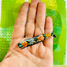 Load image into Gallery viewer, Midnight Flowers Whale Upcycled Tin Necklace