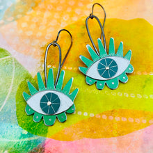 Load image into Gallery viewer, Turquoise Fancy Eyes Tin Earrings