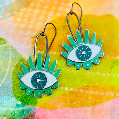 Turquoise Fancy Eyes Tin Earrings