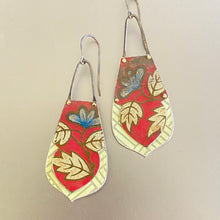 Load image into Gallery viewer, Vintage Red and Blue Flowers Tin Earrings