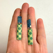 Load image into Gallery viewer, Vintage Blue &amp; Green Rectangles Tin Earrings