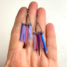 Load image into Gallery viewer, Mixed Purples Fringe-y Tin Earrings