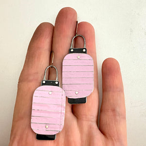 Pink Japanese Lantern Tin Earrings