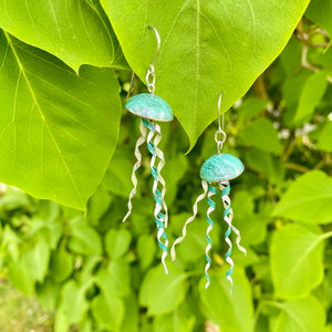 Verdigris Jellyfish Tin Earrings
