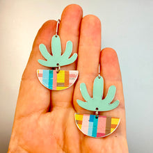 Load image into Gallery viewer, Mod Succulents Colorblock Pot Upcycled Tin Earrings