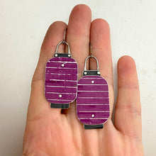 Load image into Gallery viewer, Purple Japanese Lantern Tin Earrings