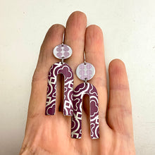 Load image into Gallery viewer, Purple Patterned Horseshoe Tin Earrings