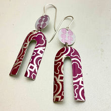 Load image into Gallery viewer, Purple Patterned Horseshoe Tin Earrings