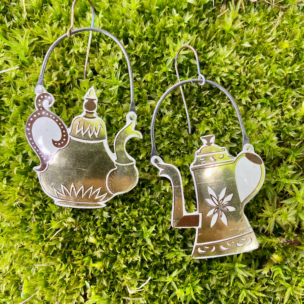 Fancy Teapots I Upcycled Tin Earrings