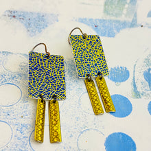 Load image into Gallery viewer, Golden Crackle Pattern Windows Upcycled Tin Earrings