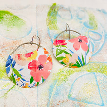 Load image into Gallery viewer, Watercolor Coral Flowers Upcycled Tin Earrings