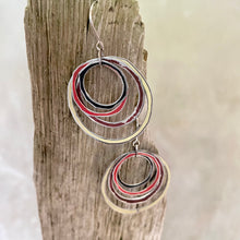 Load image into Gallery viewer, Earthy and Cream Layered Circles Upcycled Tin Earrings