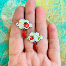 Load image into Gallery viewer, Little Strawberry Clouds Upcycled Tin Earrings