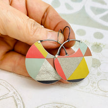 Load image into Gallery viewer, Retro Color Block Circles Upcycled Tin Earrings