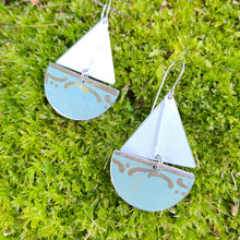 Load image into Gallery viewer, Dusty Aqua Upcycled Tin Sailboat Earrings