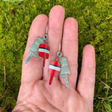 Load image into Gallery viewer, Dusty Aqua &amp; Red Lobster Buoys Earrings