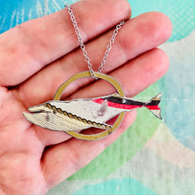 Load image into Gallery viewer, Golden Rope Sunrise Humpback Upcycled Tin Necklace