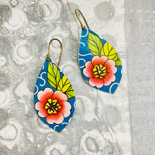 Load image into Gallery viewer, Big Pink Blossoms Upcycled Pod Tin Earrings