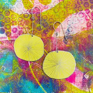 RESERVED Yellow Cosmos Upcycled Tin Earrings