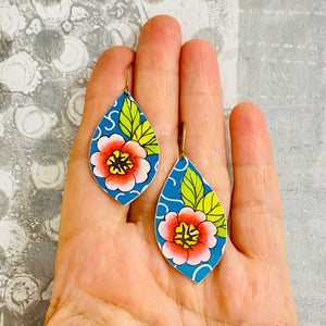 Big Pink Blossoms Upcycled Pod Tin Earrings