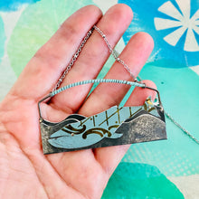 Load image into Gallery viewer, Blue-gray Humpback Upcycled Tin Necklace