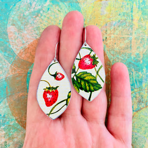 Summer Strawberries Upcycled Pod Tin Earrings