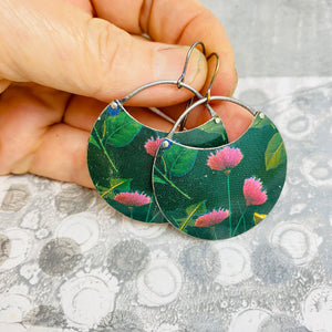 Thistles on Forest Circles Upcycled Tin Earrings