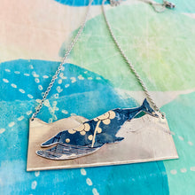 Load image into Gallery viewer, Blue Jean Humpback Upcycled Tin Necklace