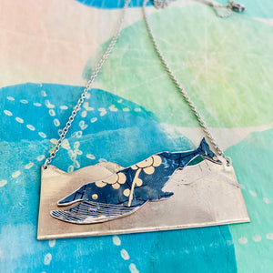 Blue Jean Humpback Upcycled Tin Necklace