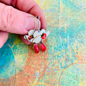 Little Strawberry Clouds Upcycled Tin Earrings