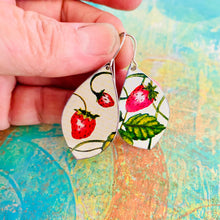 Load image into Gallery viewer, Summer Strawberries Upcycled Pod Tin Earrings