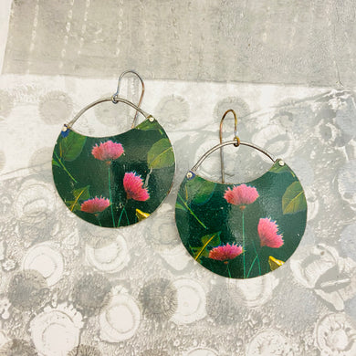 Thistles on Forest Circles Upcycled Tin Earrings