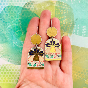 Triflora Wide Arch Upcycled Tin Earrings