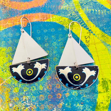 Protective Eye Upcycled Tin Sailboat Earrings