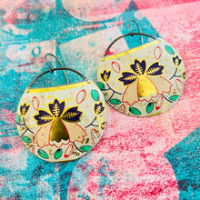Load image into Gallery viewer, Vintage Triflora Circles Upcycled Tin Earrings